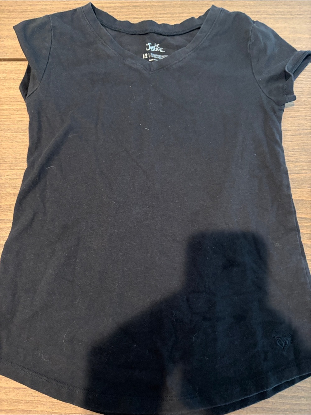 Justice Black V-Neck Short Sleeve Tee